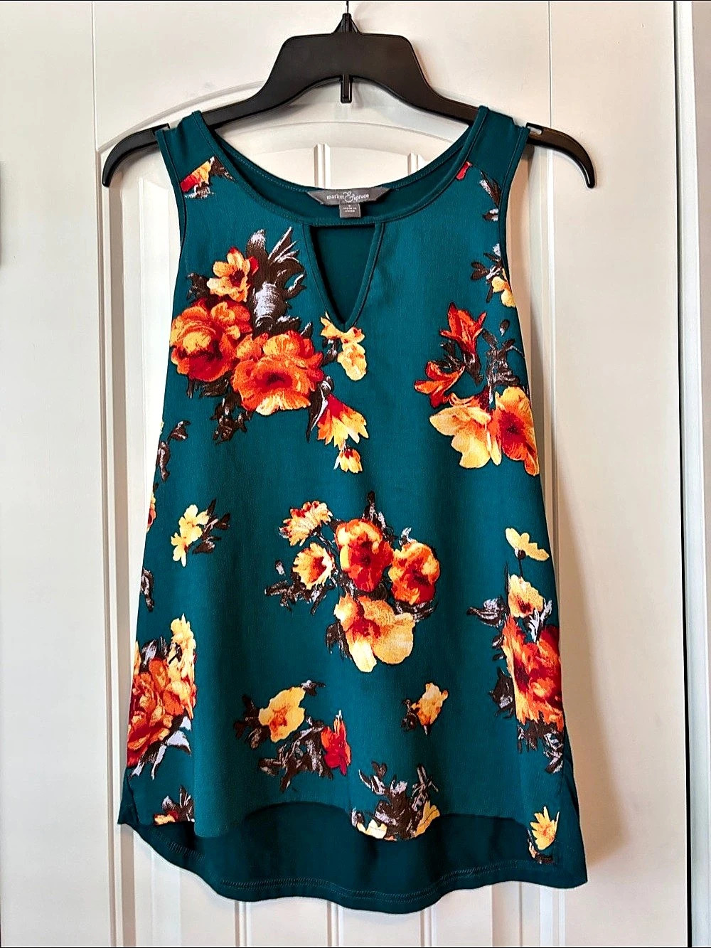 Market & Spruce Floral Sleeveless Top Blue & Orange Like New
